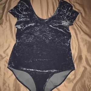 Navy blue velvet bodysuit